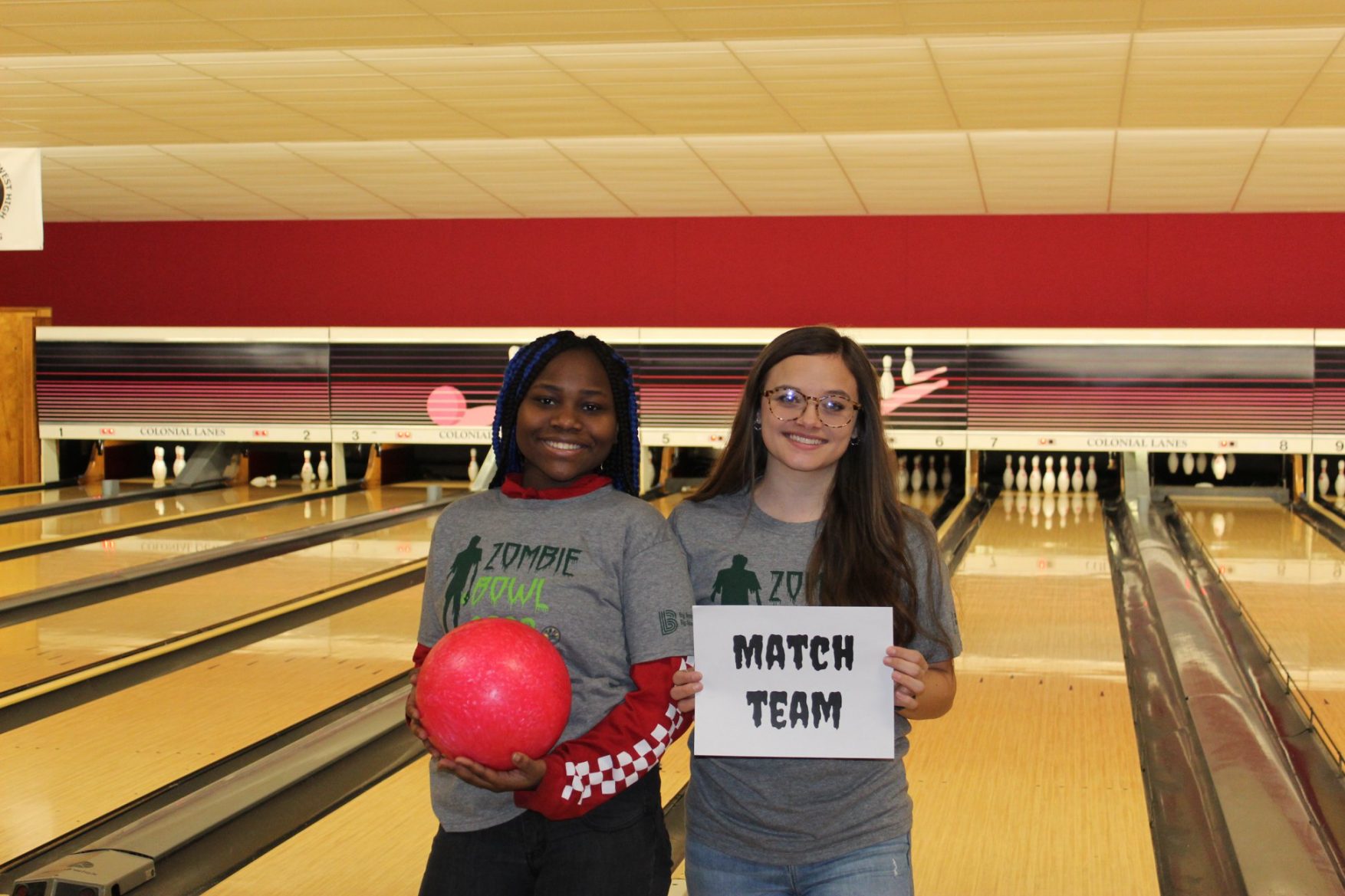 A Big & Little enjoy bowling together at Bowl For Kids' Sake 2020.